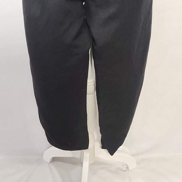 Larry Levine Women 8P Black Linen Blend Floral Beaded Crop Pant Side Zip Casual - Picture 7 of 16